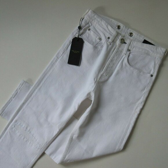NWT rag & bone Maya in Worn Vintage White High Rise Ankle Straight Jeans 31 - Picture 2 of 10